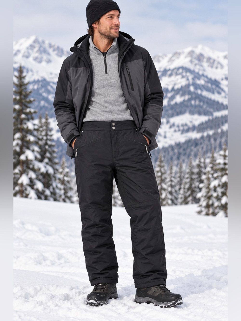 White Sierra Men’s Black Insulated Ski Snow Pants L